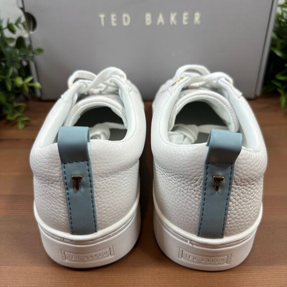 Ted Baker Women's Blue White Leather Sneakers Size 11 - Picture 5 of 8